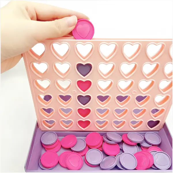Portable 4-In-A-Row Board Game - Unisex Compact Strategy Option for Valentine’s Day Couple Traveling Activities, Game Night, Convenience and Fun, Endless Entertainment with Friends