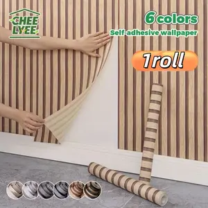 Black Wood Grain Vinyl Wallpaper, Peel and Stick, Waterproof, Removable Contact Paper, Suitable for Home and Office Decoration, Living Room, Kitchen, Bedroom, Bathroom, Round Feature Wallpaper with Textured Finish