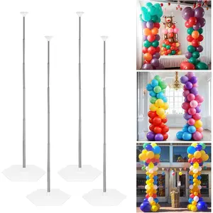 Balloon Column Stand Set of 4, 6.6ft Adjustable Balloon Stand kit with Base Telescopic for  Shower Wedding Birthday Graduation Party Decorations