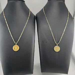 (1)   1-2.     14KGoldlaminated Pendant San Benito and Figaro Chain /Medallla San Benito  y cadena figaro. ideal holiday