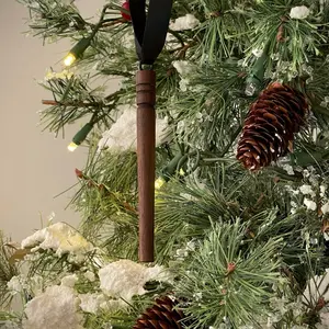 Hand-Turned Walnut Wand Ornaments (4) | Wizard Christmas Decor | Handcrafted Magic Wand Ornament with Ribbon | Gift for Wizards and Witches