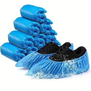 100 Pack Disposable Non-Slip Shoe Covers, High-Grade Waterproof Recyclable Boot Socks, Indoor Use, Fits All Shoe Sizes