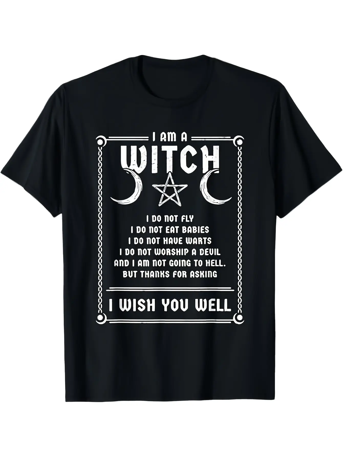 I Am A Witch Vintage Graphic T-Shirt - Witchy Tee with Funny Saying - Soft Breathable Cotton Crew Neck Shirt for Women & Men - Halloween Wiccan Pagan Costume or Everyday Witch Apparel - Machine Washable Casual Top Wiccan Clothing Mystical Aesthetic Durabl