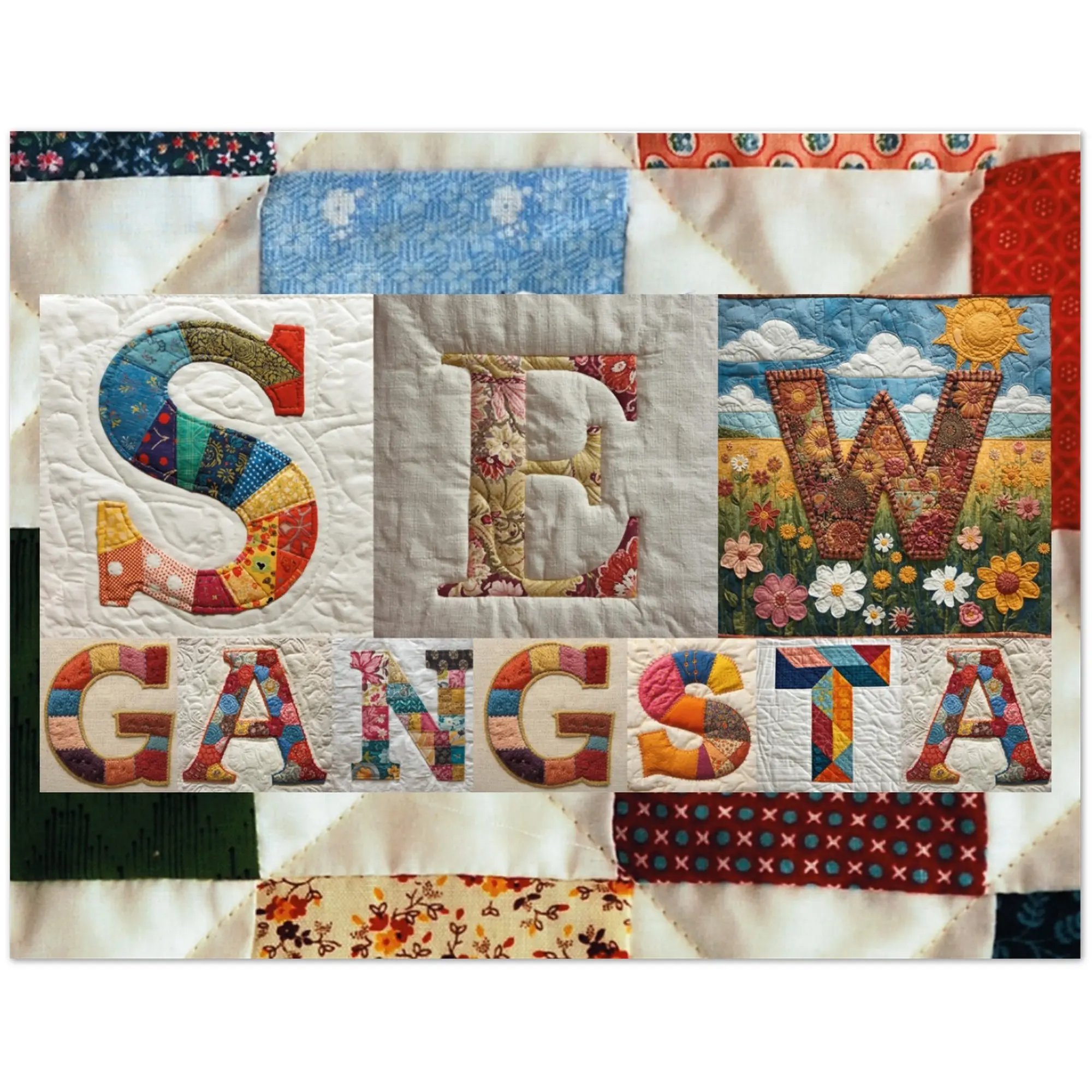 Sew Gangsta Folded Greeting Cards (Pack of 10) - FSC-Certified Eco-Friendly Silk-Coated Recycled Paper, Durable Print-On-Demand Office Stationery for Sewing Enthusiasts (US & CA), Sewing Enthusiast