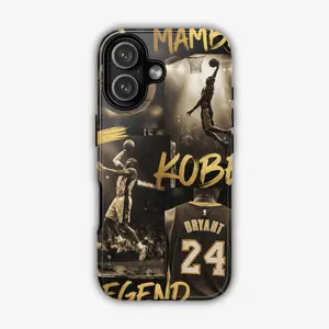 Basketball Sports Athlete Lakers Fan Gift Mamba Legend Art Kobe Bryant Collage Art Tough Phone Case. Athletic Game Day Aesthetic Rugged Shockproof Protective Cover For iPhone 17 Pro Max 16 Air 15 14 13 12 11.