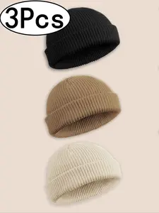 Unisex Multicolor Knit Hat, Casual Fitted Design for All Seasons, Comfortable Fabric for Men & Women, Perfect for Daily Wear, Beanie Fitted, Knitted Hat