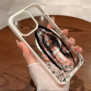 Premium Magnetic Phone Cases for iPhone11/12/13/14/15/16//17/Air/promax/Plus Black Floral Virgin Mary y2k cased MagSafe Ready, Anti-Fall, Springtok and Ultra-Thin Design | Perfect for Everyday Use Screen Protector Resistance