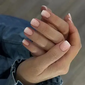 Short Square Fake Nail, 24pcs Ombre Press on Nails, Removable Nail Art Artificial Full Cover, Women Girls DIY Manicure