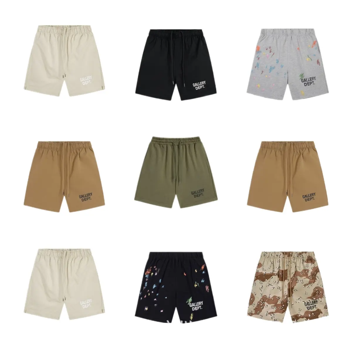 Gallery Dept. Shorts with Small-Letter Logo Print, Unisex Athletic Casual Cropped Shorts