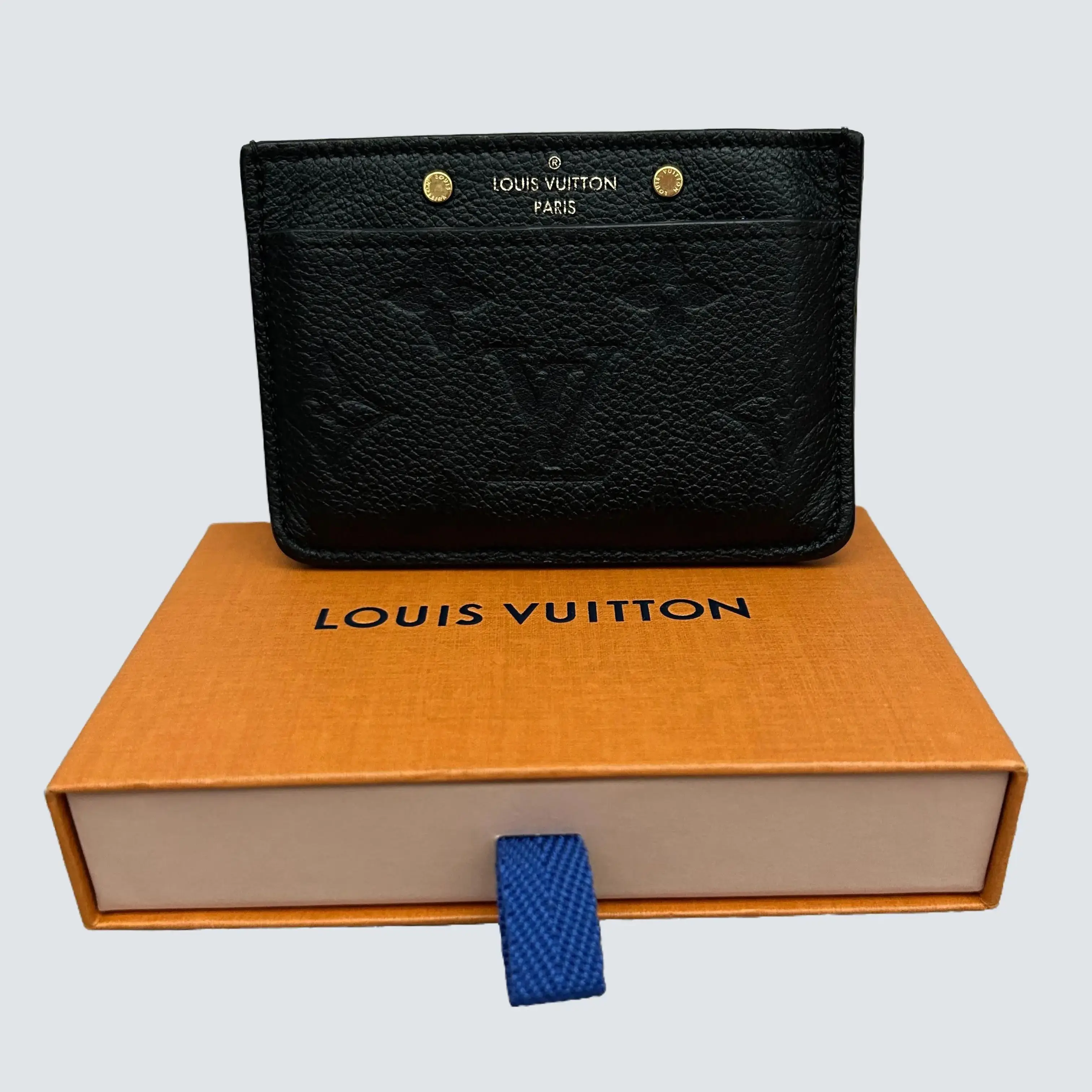 Pre-owned Louis Vuitton Empreinte Leather Small Leather Goods Black Empreinte Card Holder