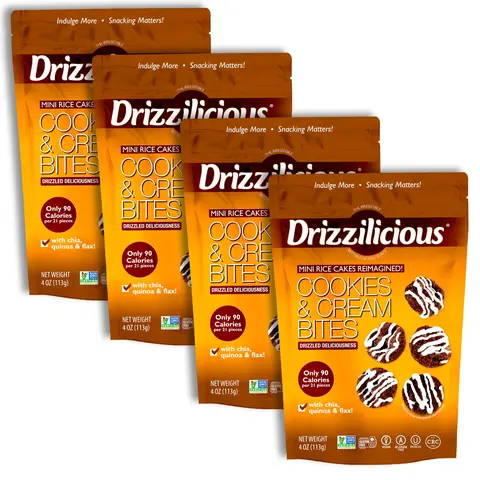Drizzilicious Mini Rice Cake Bites, Cookies N Cream | 4 Bags