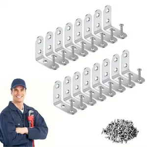 16Pcs. Stainless Steel L-Bracket Set, 3.99x3.99 cm/4.99×4.99cm 90-Degree Right Angle with Screws for Wooden Shelves, Chairs, Tables, Dressers, Furniture Assembly