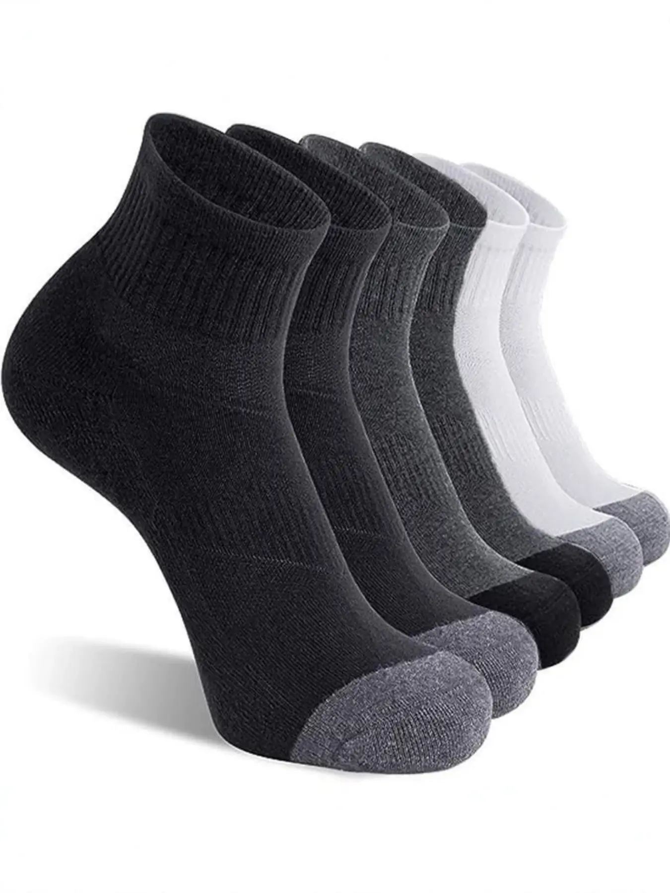 10 Pairs Men's Sporty Ankle Socks, Large Size Breathable Sweat-Wicking Anti-Odor Basketball Socks, Colorful Durable Summer Sports Socks