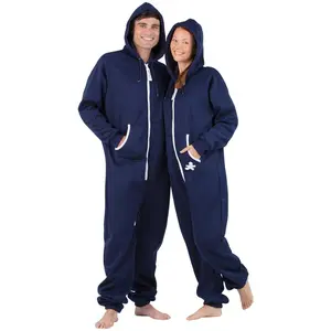 Navy Blue Adult Footless Hoodie Onesie