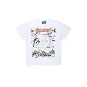Supper Sketch White Oversized Graphic T-Shirt