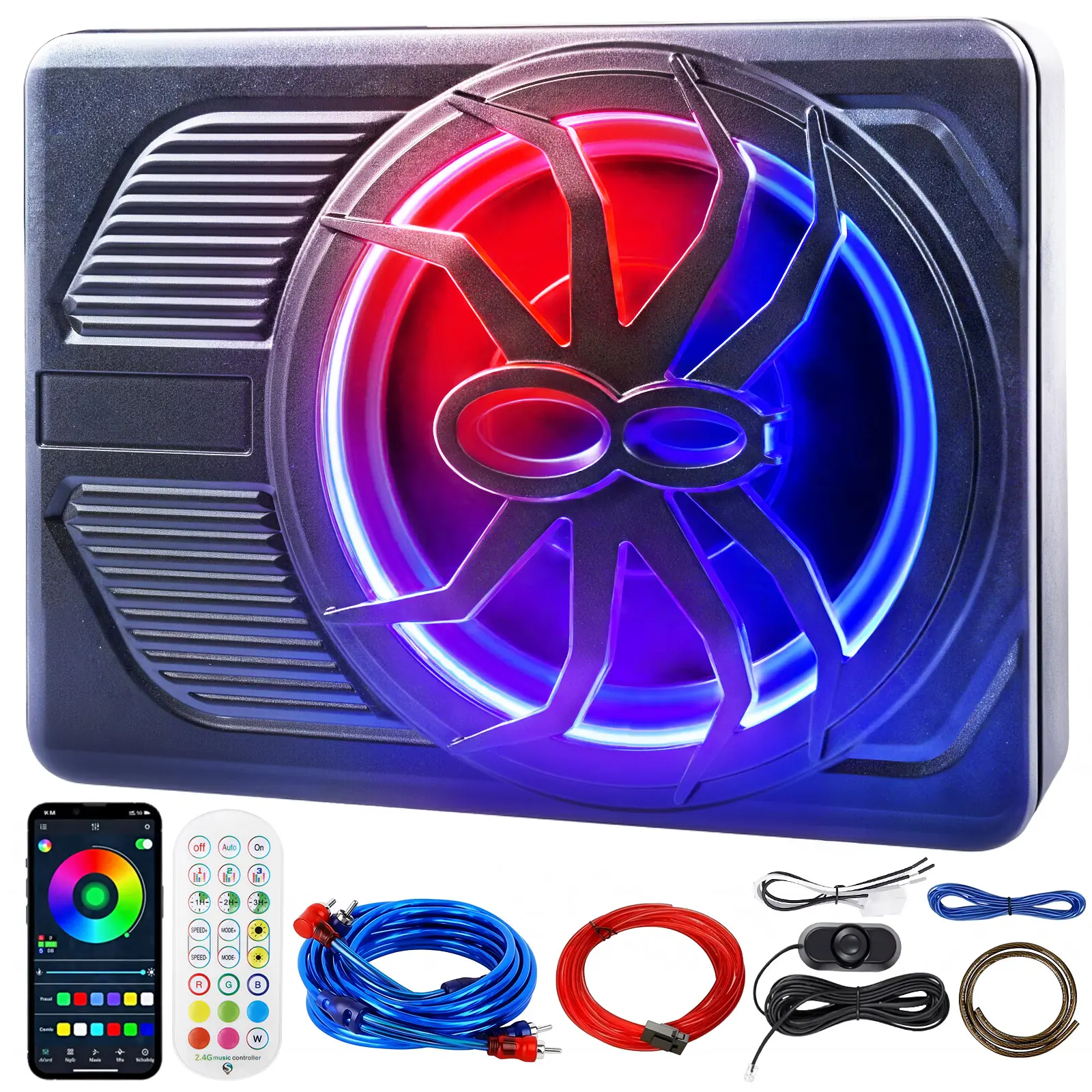 Andeman 10’ 1000W Car Subwoofer Colour Light+app+Remote Control