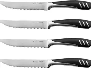 Bellemain Premium Steak Knives Set of 4, Kitchen Knife Sets with Steel Blades for Precise Cutting, Lightweight Steak Knife Set Stainless Steel & Durable, Serrated Steak Knives Dishwasher Safe