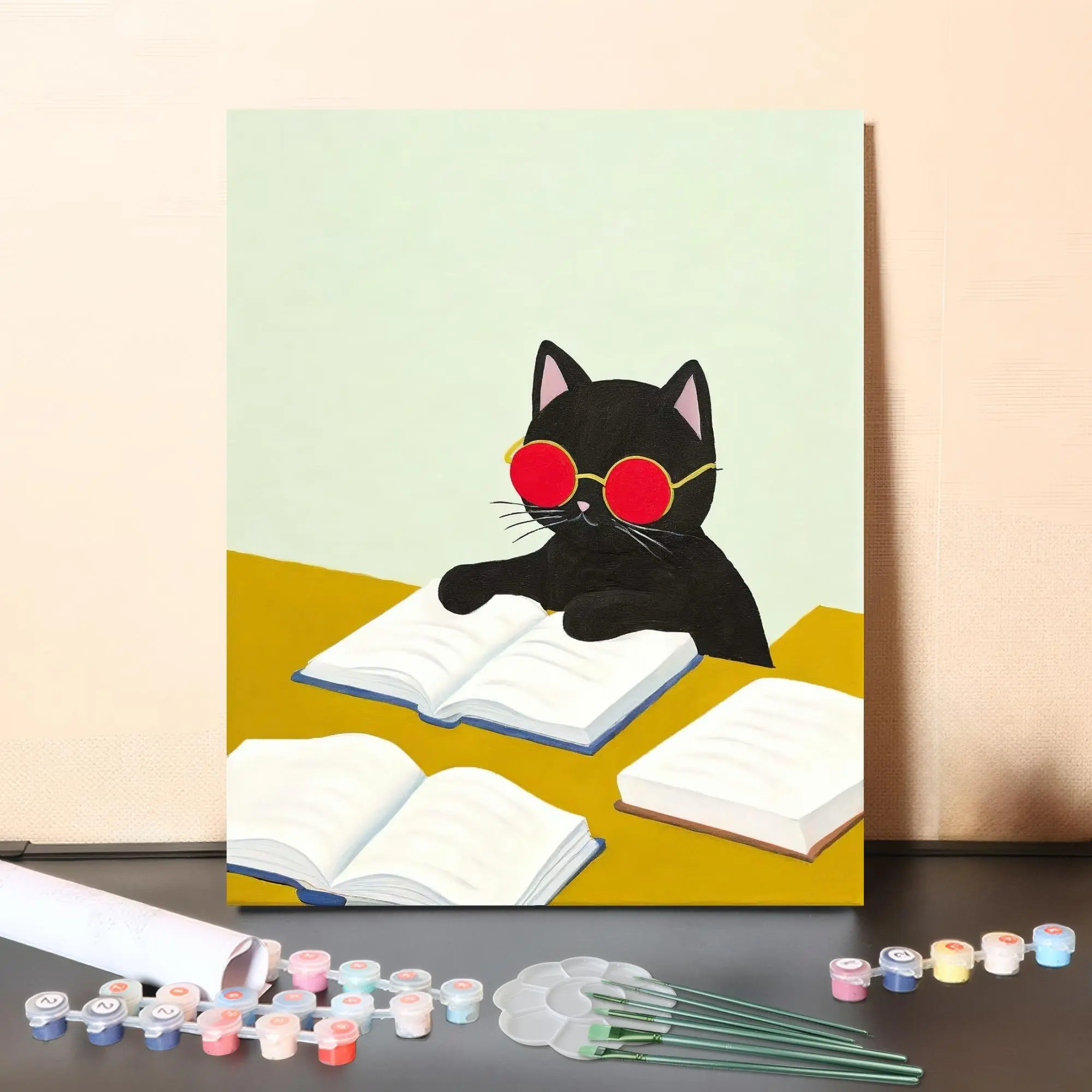 DIY Malen nach Zahlen Set-"Lesekatze"