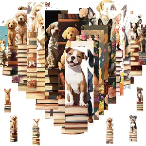 30 Pieces Cute Dog Bookmarks, Pet Page Clips, Puppy Faces Bookmarks for Students, Teachers, Kids, School, Home, Office, 30 Designs, Book Reading Stickers