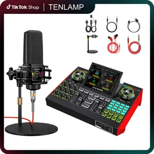 Tenlamp G10-PKPro Sound Card Kit, Custom Sound Effects, with Condenser Microphone, for Live Streaming, Gaming, Singing Podcast Equipment, 2-Level Noise Reduction, Computer Audio Mixer