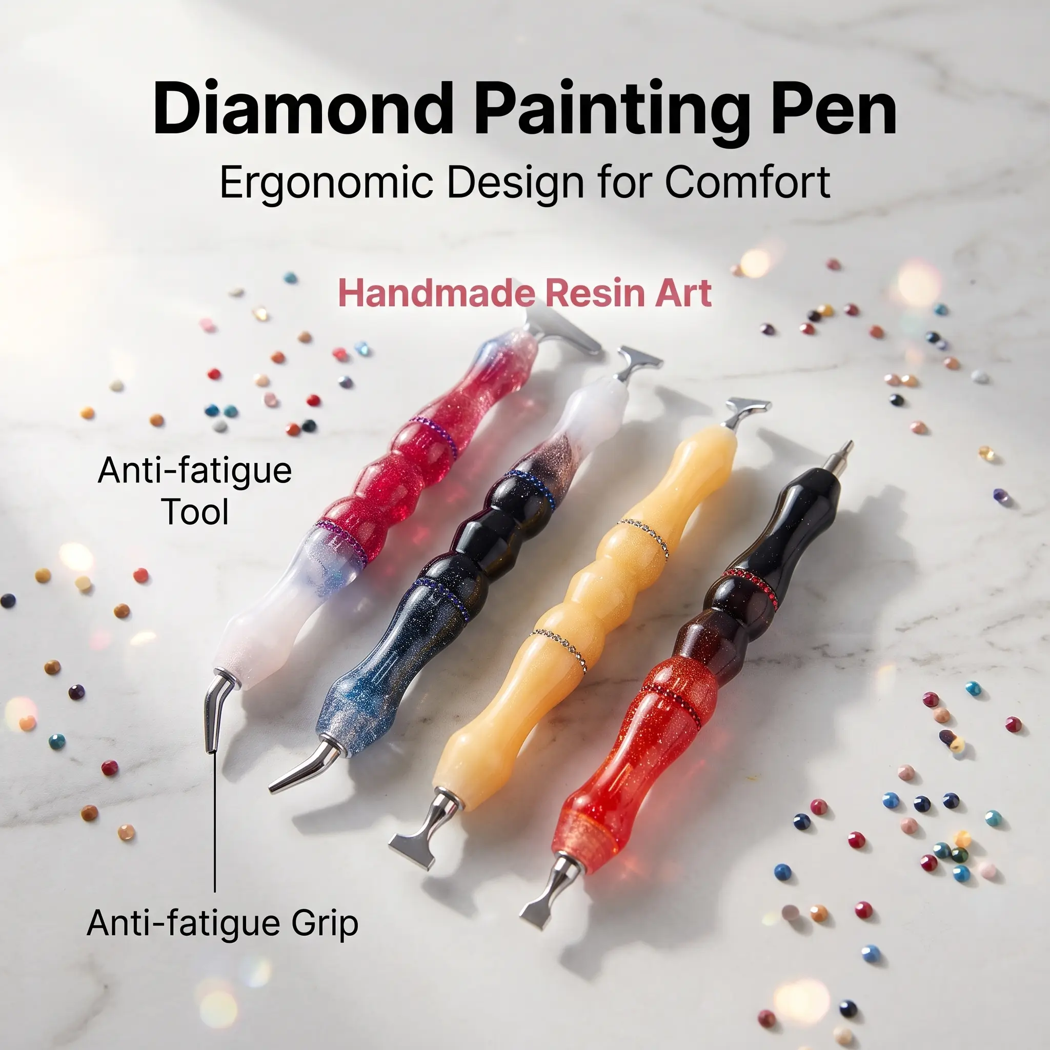 Resin diamond‑painting pen, exquisitely hand‑set rhinestones, DIY tool for diamond art, diamond painting craft accessories