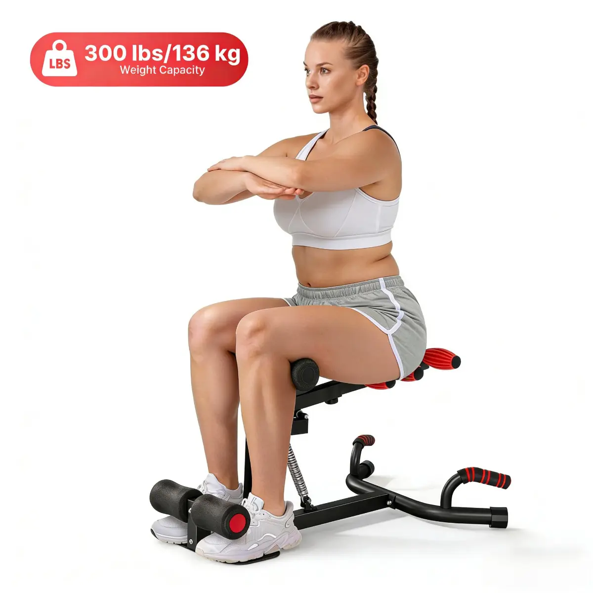 Adjustable Iron-and-Plastic-Made Squat Machine, Home Gym Equipment for Glute, Abdominal Training and Push-Ups, Suitable for All Fitness Levels