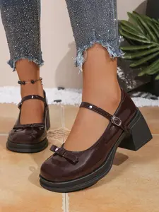 New Women's Fashion Classy Comfortable Round Toe Mary Jane Shoes, Thick Sole Heeled Sandals, Vintage College Style, Daily Commute Versatile Casual Shoes