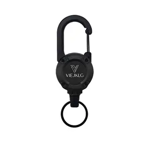 3-in-1 Heavy Duty Retractable Keychain Carabiner, Tactical Badge Holder with Strong Steel Wire Cord, Compact Multi-Tool Organizer for Outdoor Camping, Hiking and Office EDC