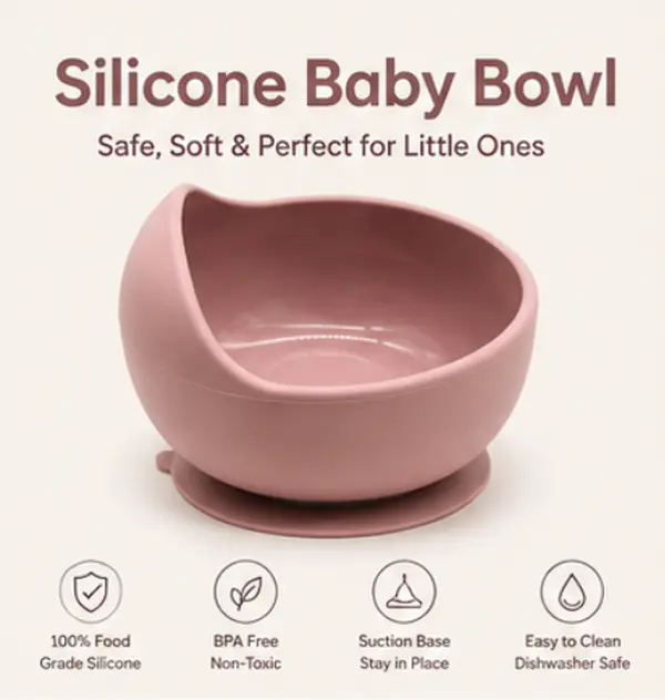 Silicone Baby Bowl with Suction Base, BPA Free Toddler Feeding Bowl, Food Grade Self Feeding Bowl for Babies, Baby Led Weaning Essentials