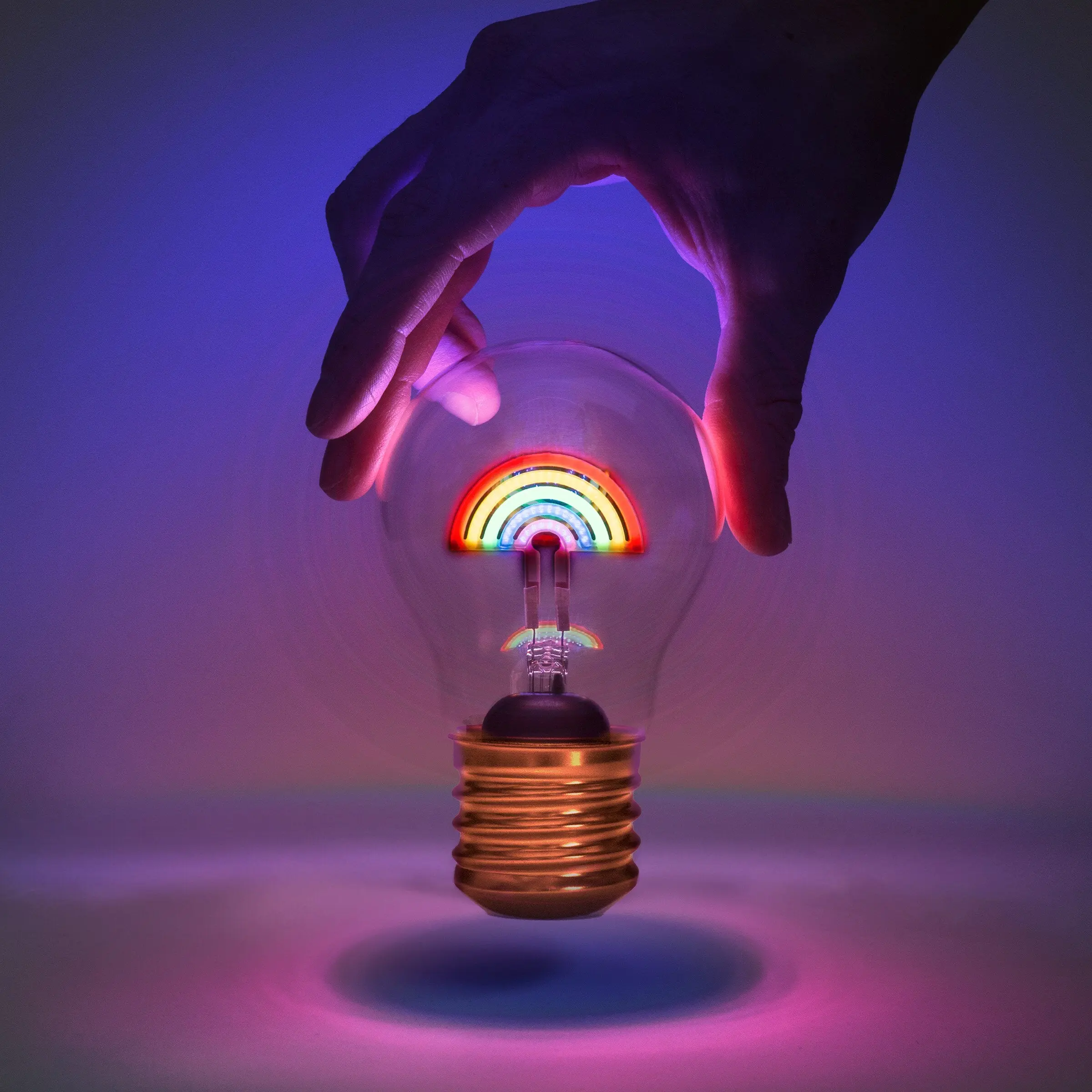 Suck UK Rainbow Lamp - Rainbow Light Bulb - Cordless Rechargeable Battery - LED Neon Light Bulb - Bedside Lamp - Retro Style Edison Bulbs