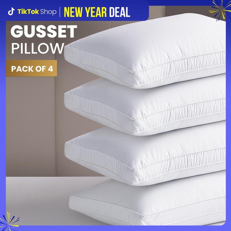 【New Year Deal】Utopia Bedding Gusseted Pillows Set King Queen & Standard Size White Pack of 2 Durable Breathable Soft Memory Foam for Cozy Sleep Hotel Quality