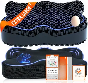 Enlarged 19.7" Gel Seat Cushion, Egg Gel Chair Pads for     , Cooling Desk Seat Cushion for Kayak, , Office Chair Long Sitting[Black]