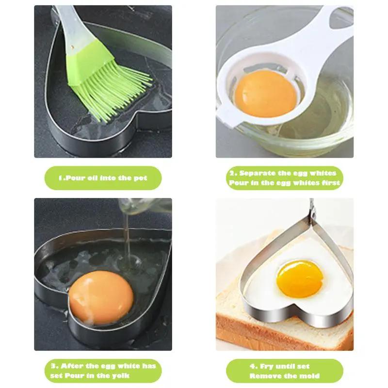 【Free Shipping 】4-Piece Fried Egg Ring Mold Set Nonstick for Griddle Pan Enhancing Cooking Convenience with Non-Stick Coating and Versatile Use clear separator aluminum Manual