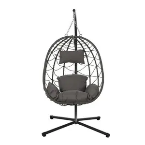 Egg Chair with Stand Indoor Outdoor Swing Chair Patio Wicker Hanging Egg Chair Hanging Basket Chair with Stand for Bedroom Living Room Balcony Bookshelf Book Rack Modern Corner Bookshelf