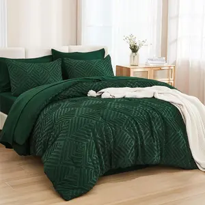 【Deals For You Days】Litanika 7-Piece Boho Tufted Queen Complete Bedding Set - Lightweight Fluffy Comforter with Sheets, All-Season Bohemian Quilt & Bedspread Set for Home Decor