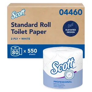 Scott Professional Standard Roll Toilet Paper, Bulk (04460), 2-Ply, Elevated Design, White, Individually Wrapped (80 Rolls of 550 Sheets, 44,000 Sheet Total)