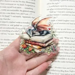 Magnetic Phone Grip Floral Fantasy Dragon Kindleholder – Silver Dragon On Open Book with Flowers, Cottagecore Aesthetic, Magneticphonegrips for Girls, Fairytale Gift