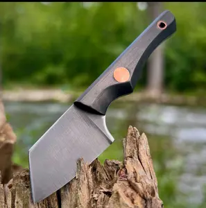 Handmade Mini Cleaver – Nitro-V Steel with Black Pearl Carbon Fiber Handle
