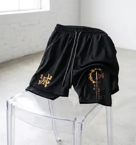 Men's Flame Swordsman Graphic Shorts - Dark Samurai Demon Hunter Essential Shorts men’s shorts