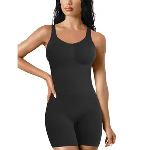 Shorts Bodysuit for Women Tummy Control Shapewear Seamless Sexy Butt Lifting Workout Bodycon One Piece Short Jumpsuit