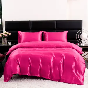Solid Color Satin Decorative Duvet Cover Set, 3 Counts/set Including 1 Duvet Cover & 2 Pillowcases without Filler, Soft Comfortable Bedding Set for Home Bedroom