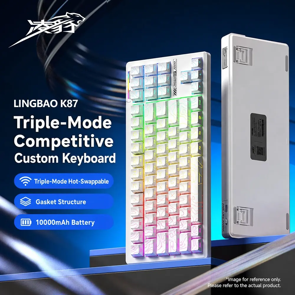 Lingbao K87 Mechanical Keyboard, Wired/wireless, 87 Keys, RGB Lighting, Compatible with Windows/MAC/iOS, Gaming & Office Use, High Aesthetic
