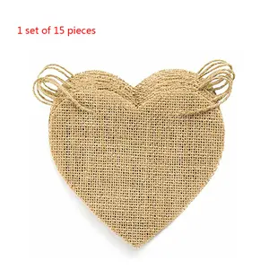 1 Set Love Heart Rustic Linen Jute Hessian Burlap Lace Party Pennant Bunting Fla
