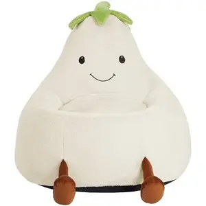 Bean Bag Chair, Soft Faux Rabbit Fur Fabric, Cute Eggplant Lazy Chair for Kids, Living Rooms