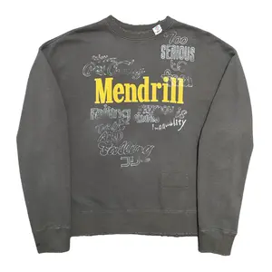Maison Mihara Yasuhiro Mendrill Printed Distressed Crewneck Sweatshirt Black Pre-Owned