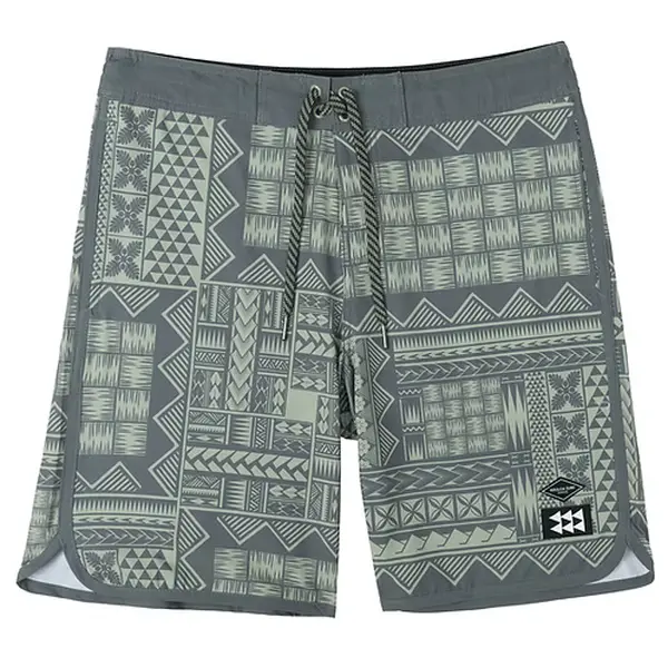 Wailoa “Green/Gray Tribal” Board Shorts