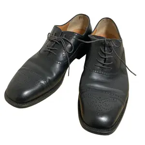 Pre-owned SALVATORE FERRAGAMO Calfskin Small Leather Goods TRAMEZZA Leather Derby Shoes