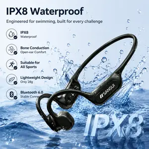 IPX8 Waterproof Bone Conduction Headphones,Lightweight 28g, Bluetooth 6.0, - Swim, Run & Dive with Built-in MP3 Mode | Perfect for All Sports Headset