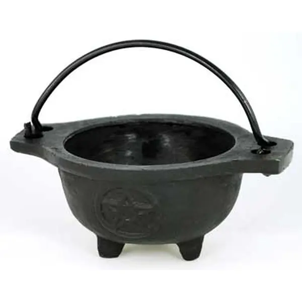 Pentagram Cast Iron Cauldron 3 1/2" — Wiccan Altar Ritual Vessel
