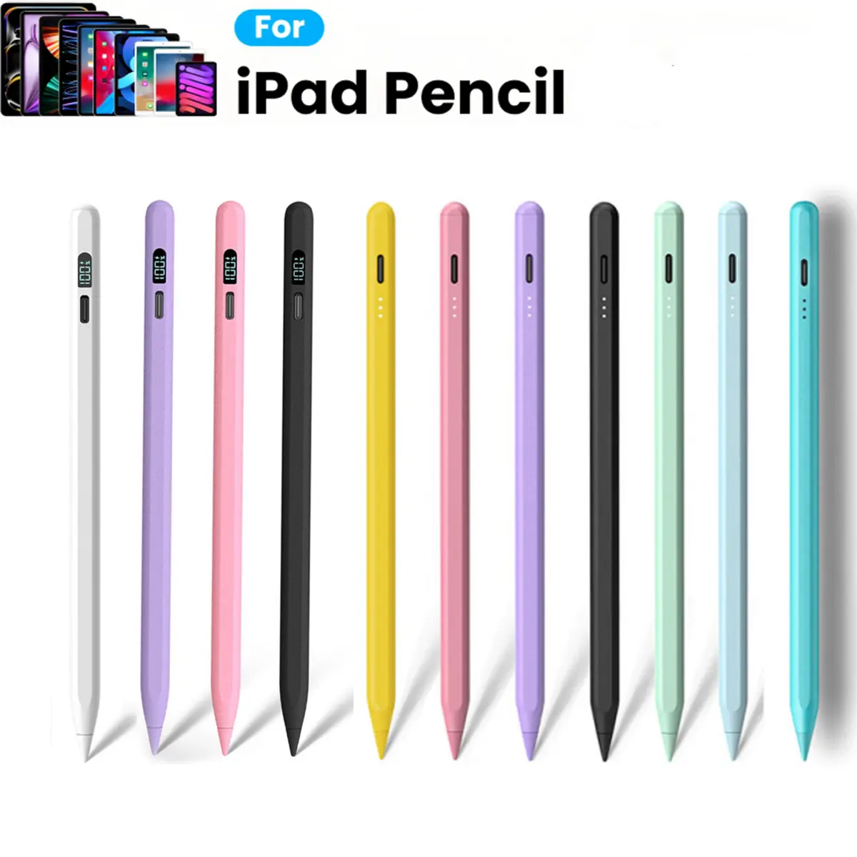 MEKO Stylus Pen for iPad 6-10, Pro11/12.9"/M4, Air3/4/5/M2, Mini5/6 - Fast Charge, No Bluetooth, 1.5mm Fine Tip, Palm Rejection, Angle/Tilt Sensitivity, 9 Hours Usage